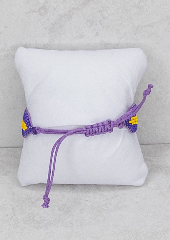 Purple & Gold Game Day Seed Bead Bracelet