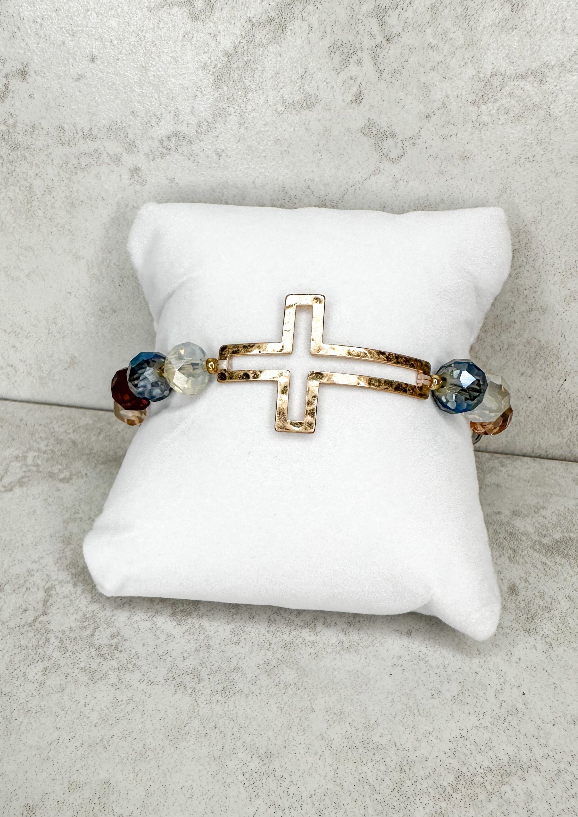 Multicolored Beaded Cross Bracelet