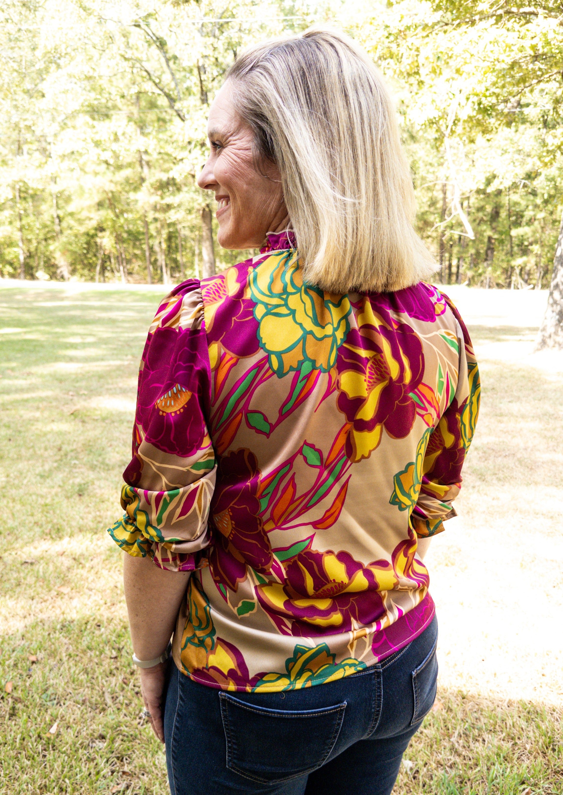 Mocha and Wine Floral Top