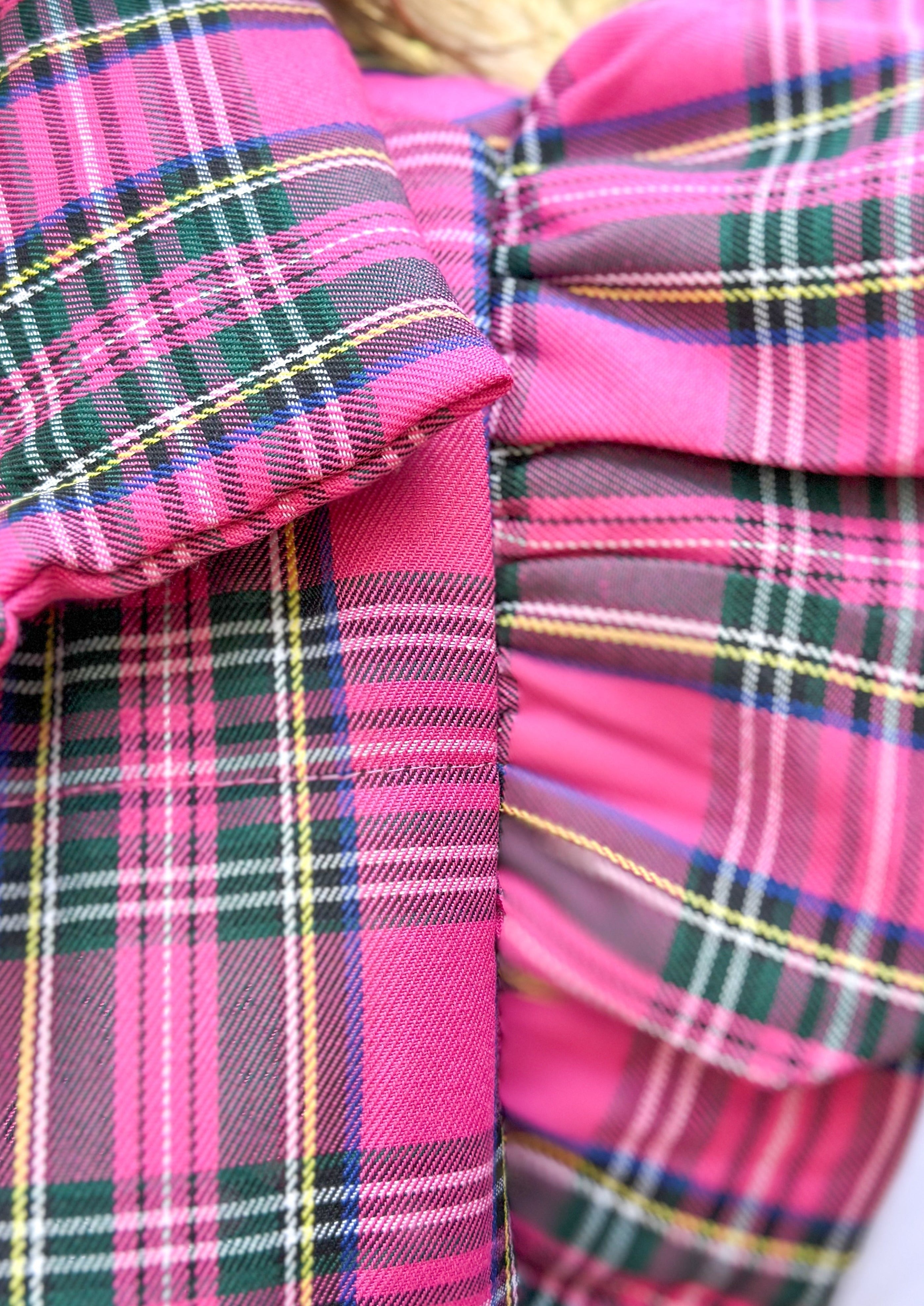Plaid Ruffle Sleeve Puffer Vest - Pink