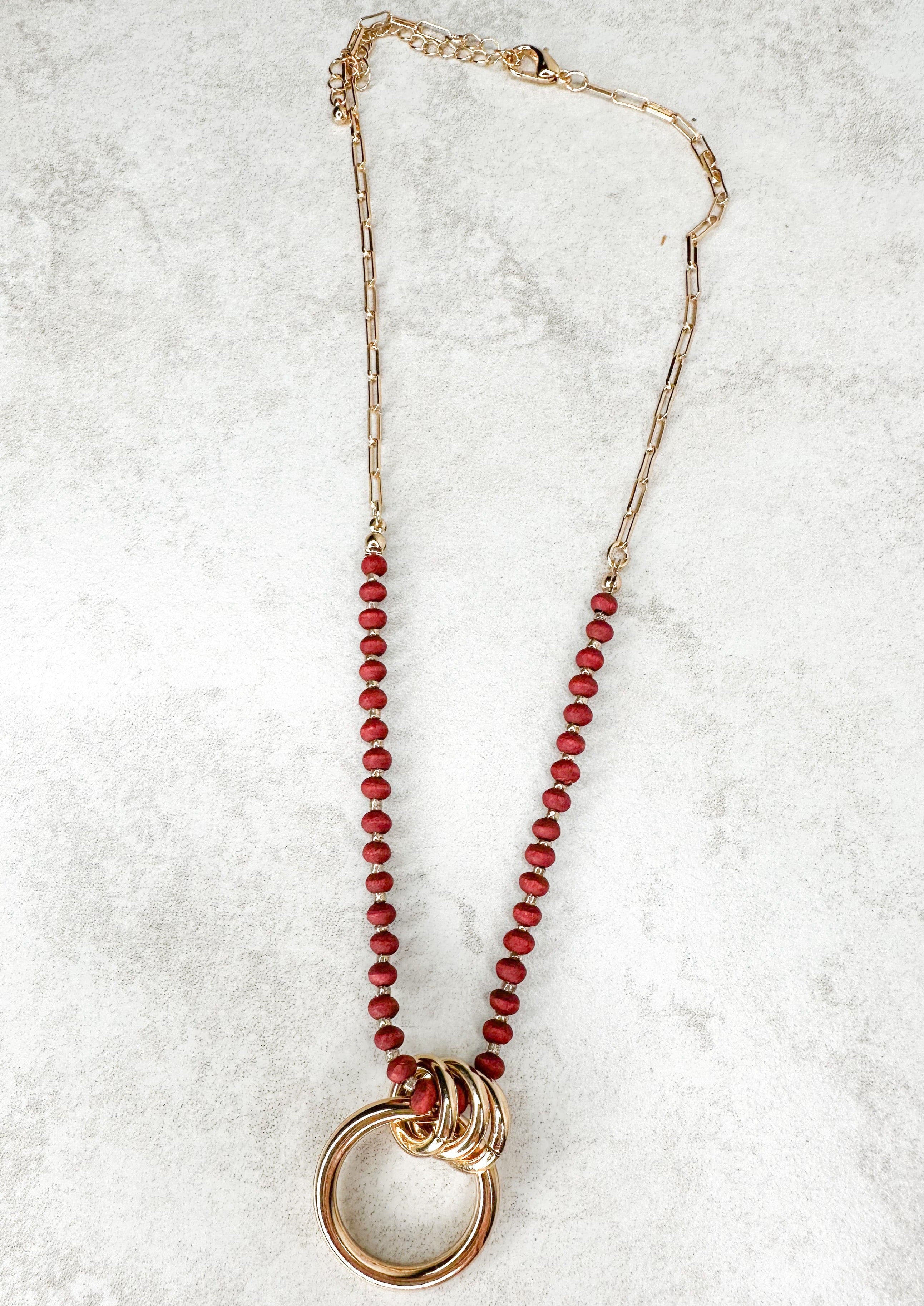 Beaded Necklace w/Gold Rings