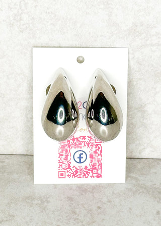 Wide Silver Drop Earring