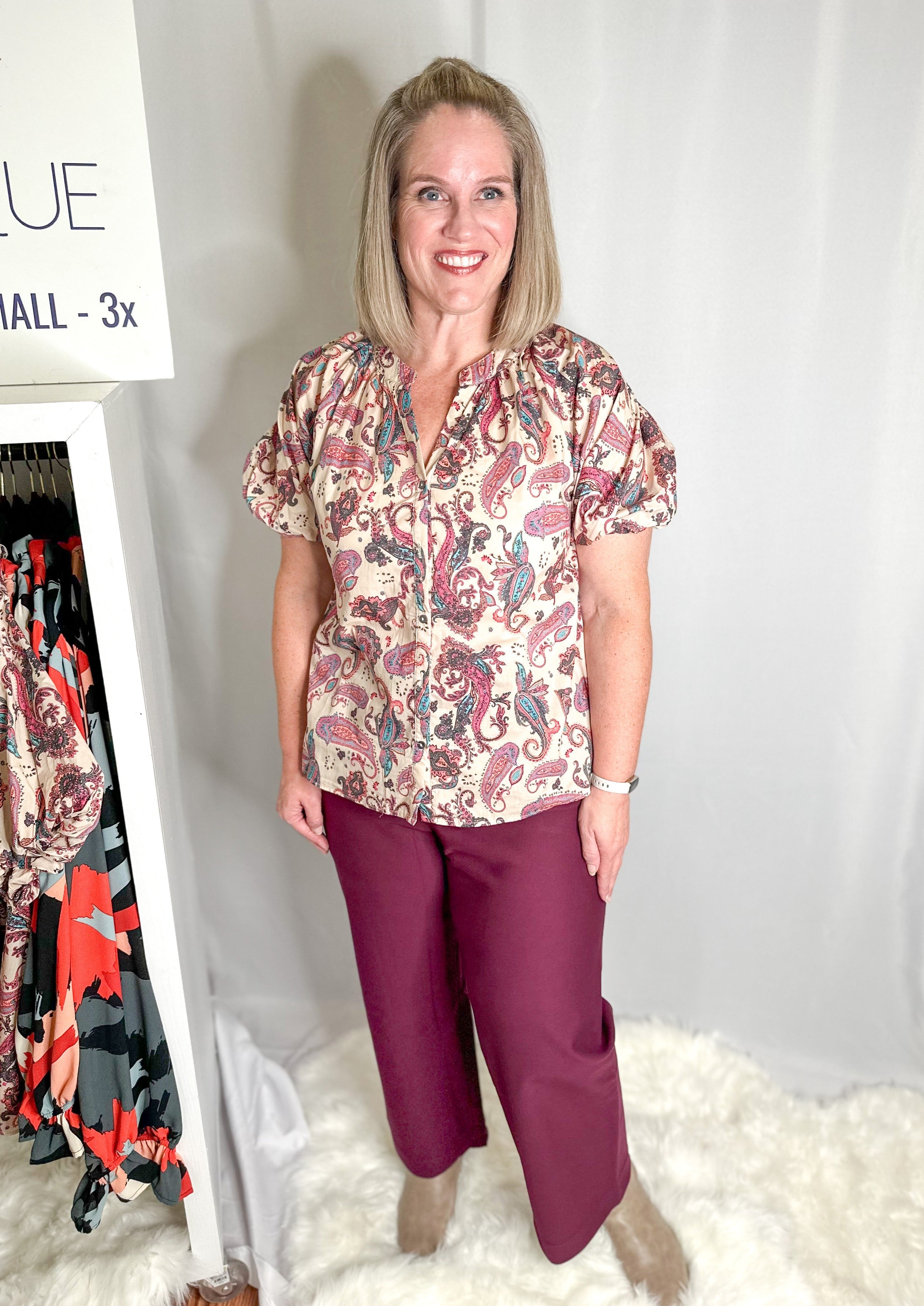 Cropped Pants - Wine