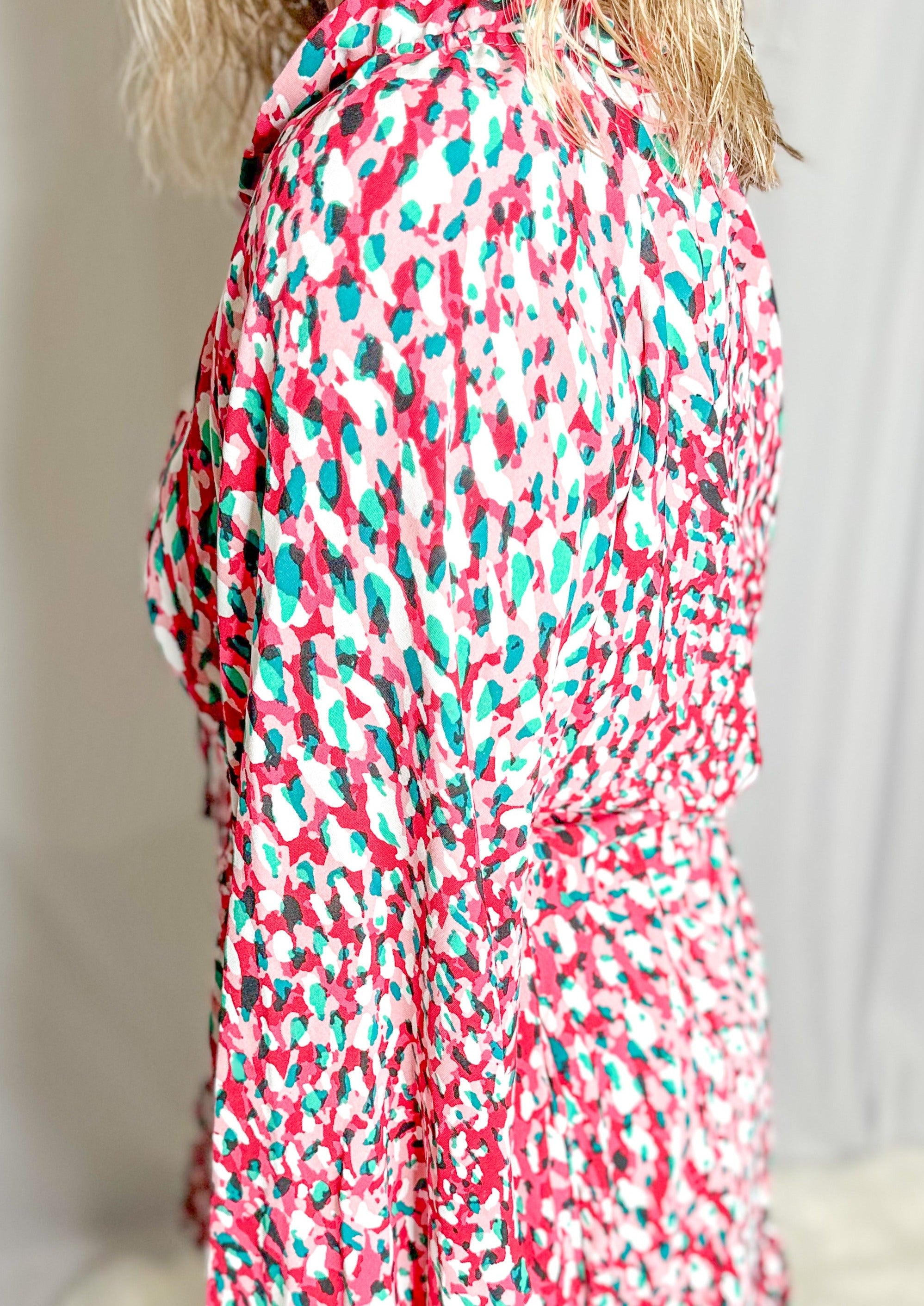 Sleeve closeup Animal Print Dress w/Side Pockets