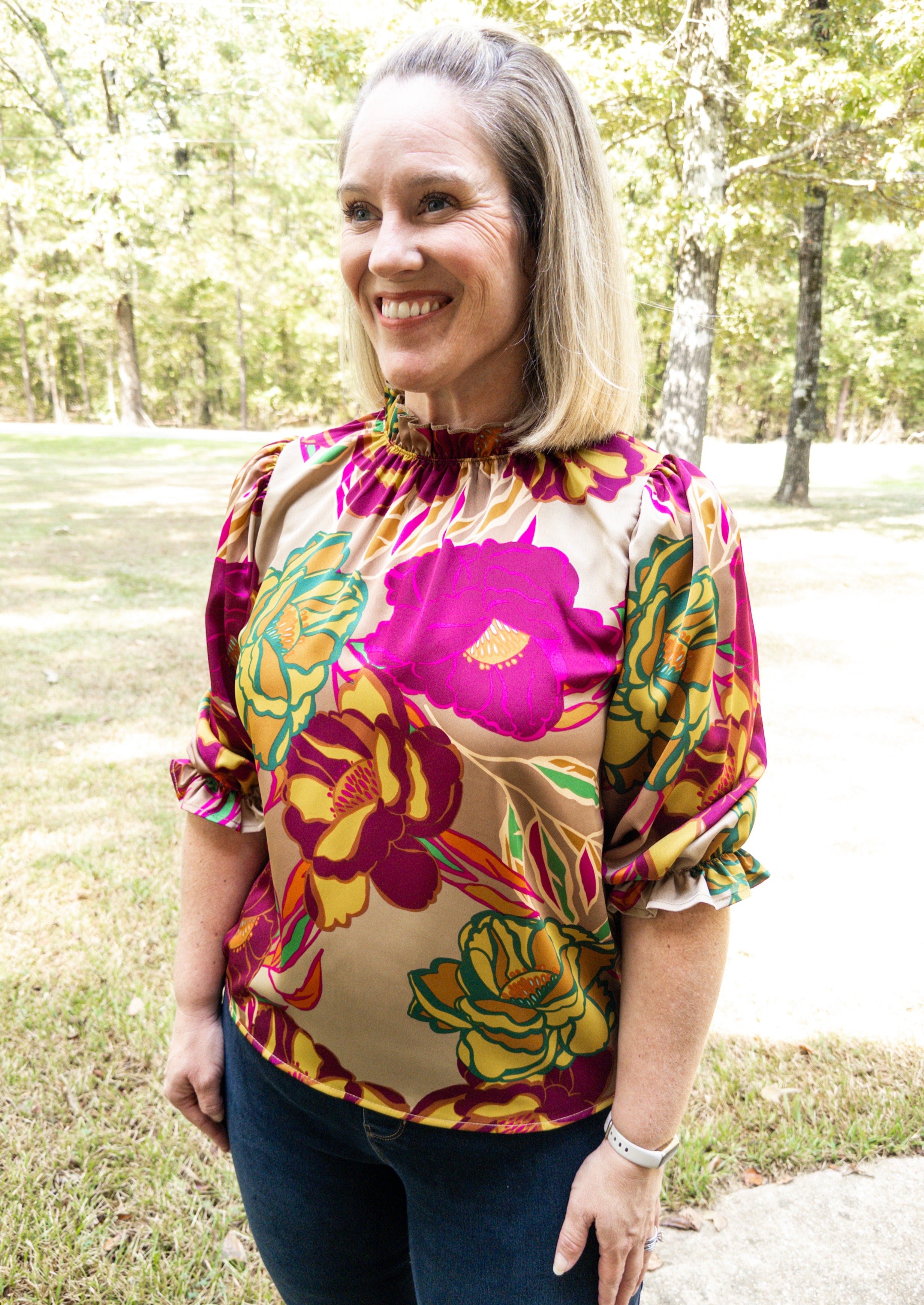 Mocha and Wine Floral Top