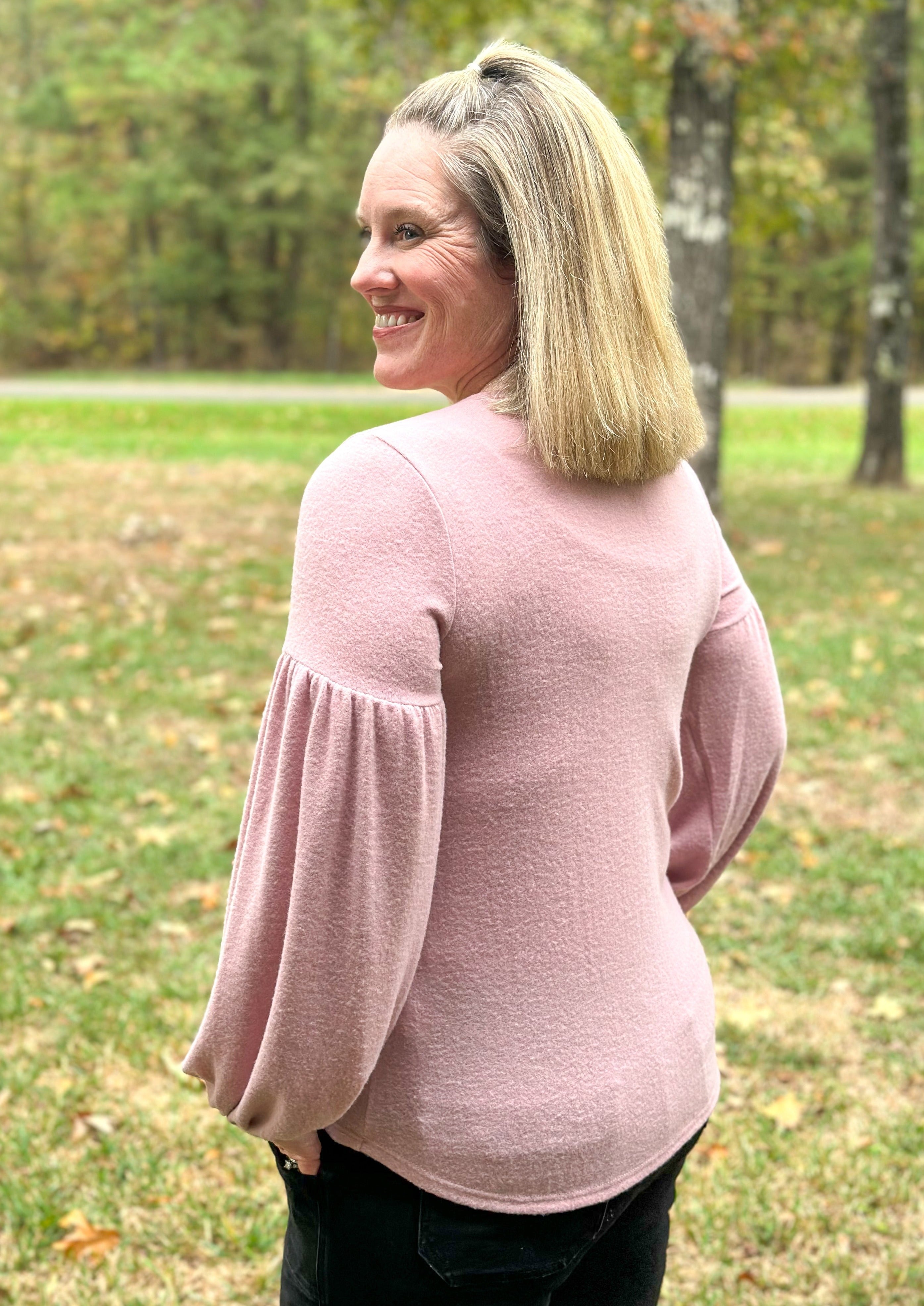 Balloon Long Sleeve Top - Dusty Pink