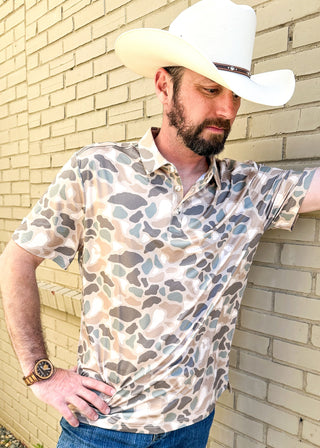 pintail camo short sleeve performance polo shirt - men's