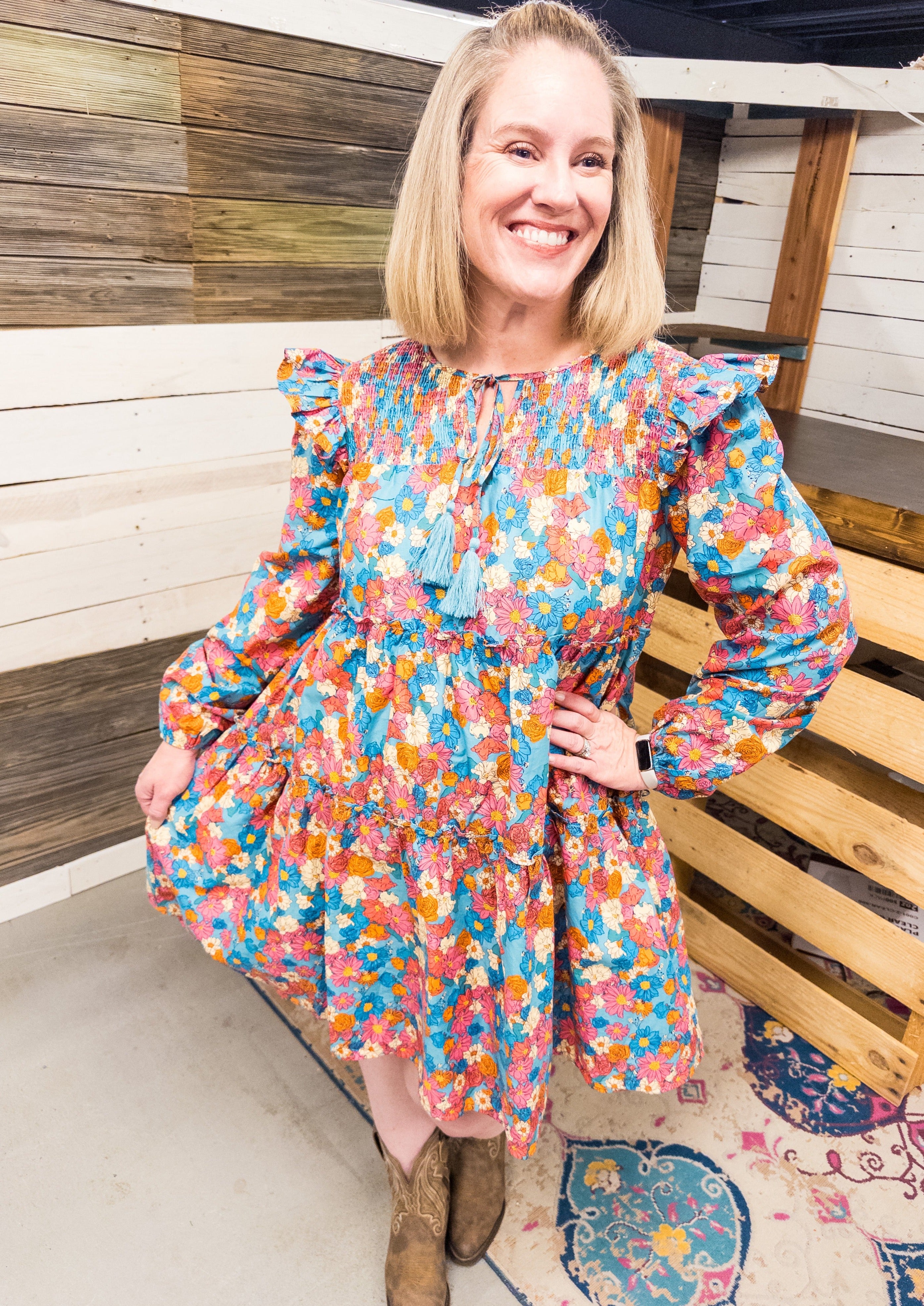 Bright Fall Long Sleeve Dress