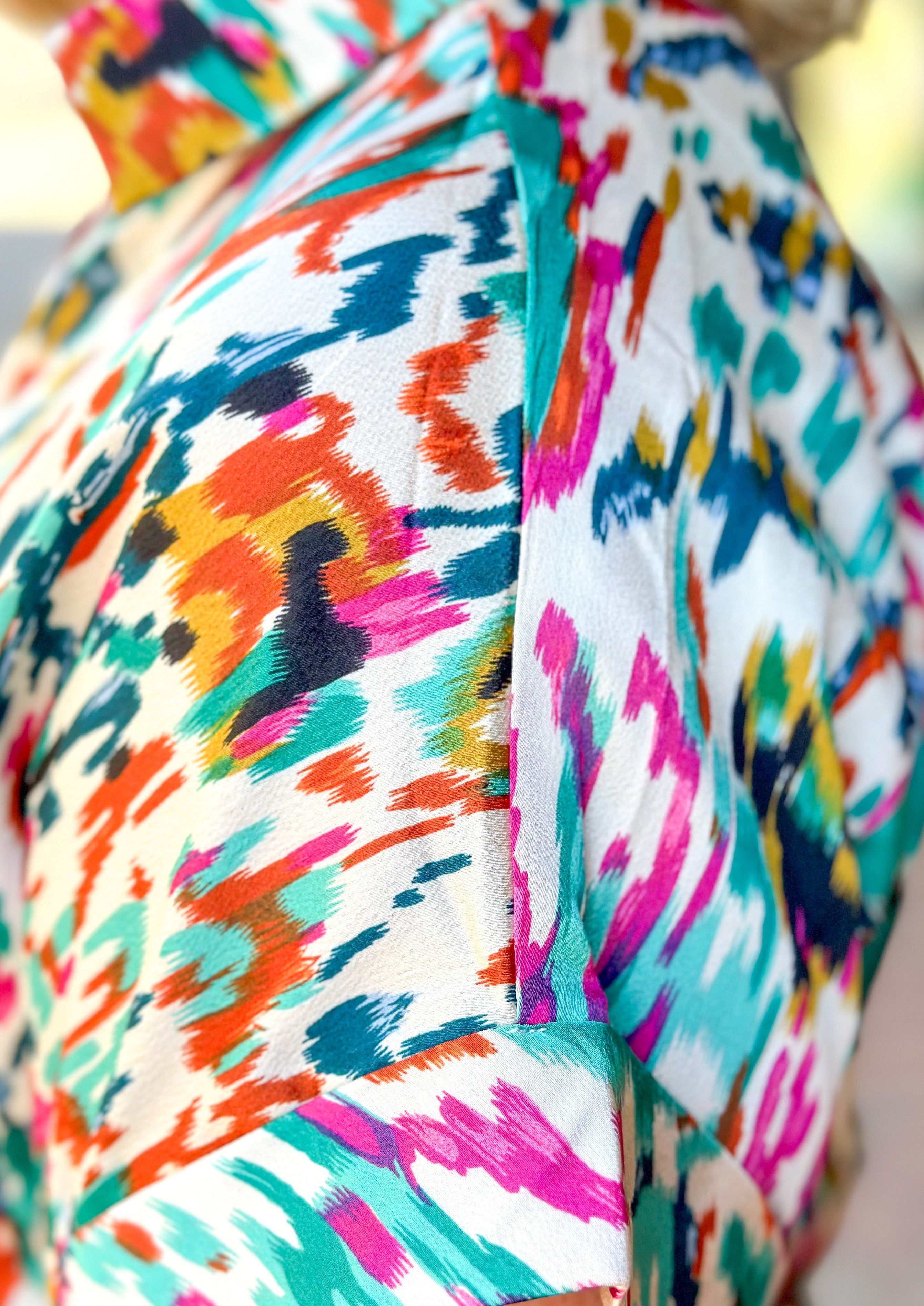 Multicolored Collared Tiered Maxi w/Pockets