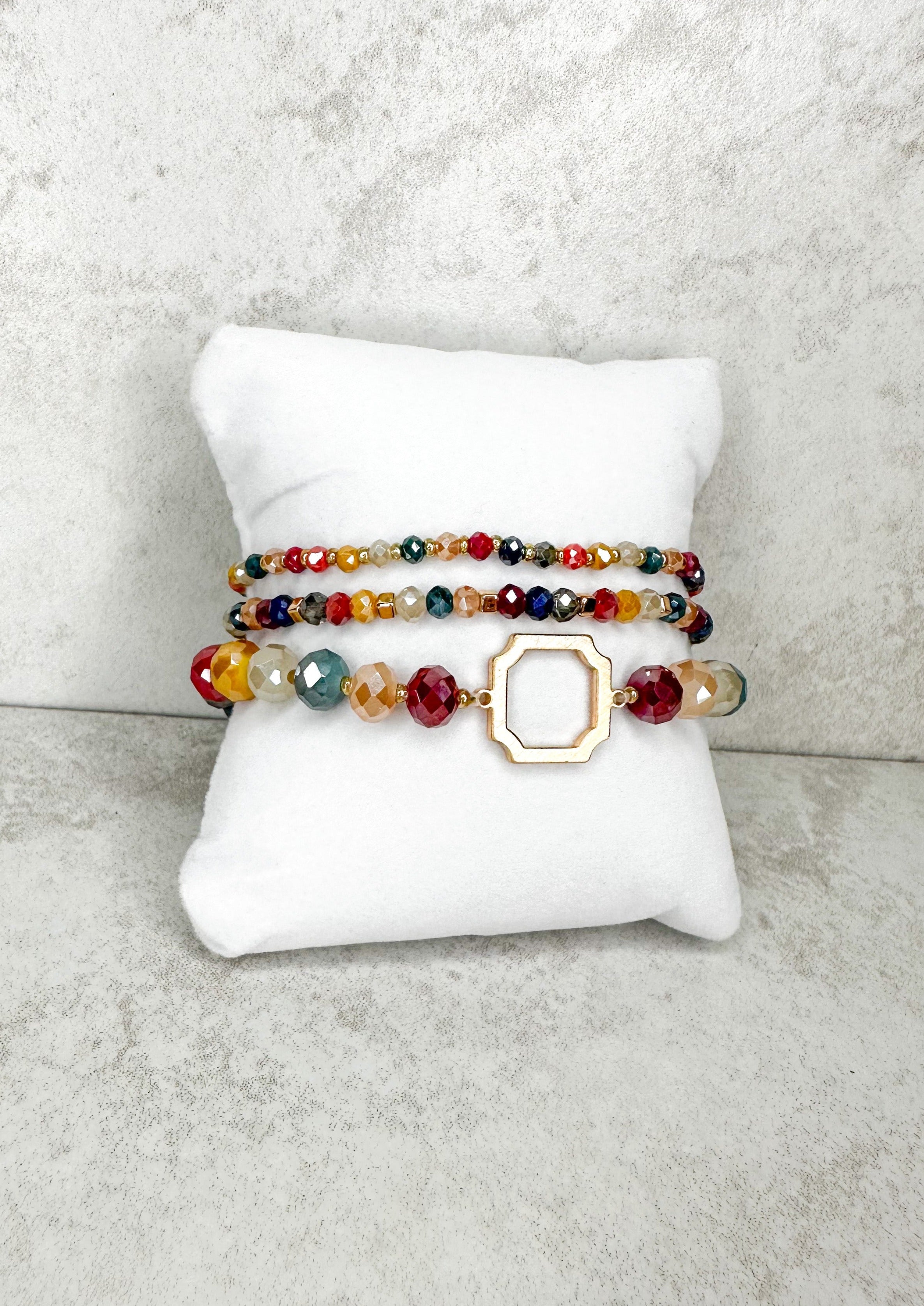 Multicolored Beaded Bracelet Stack