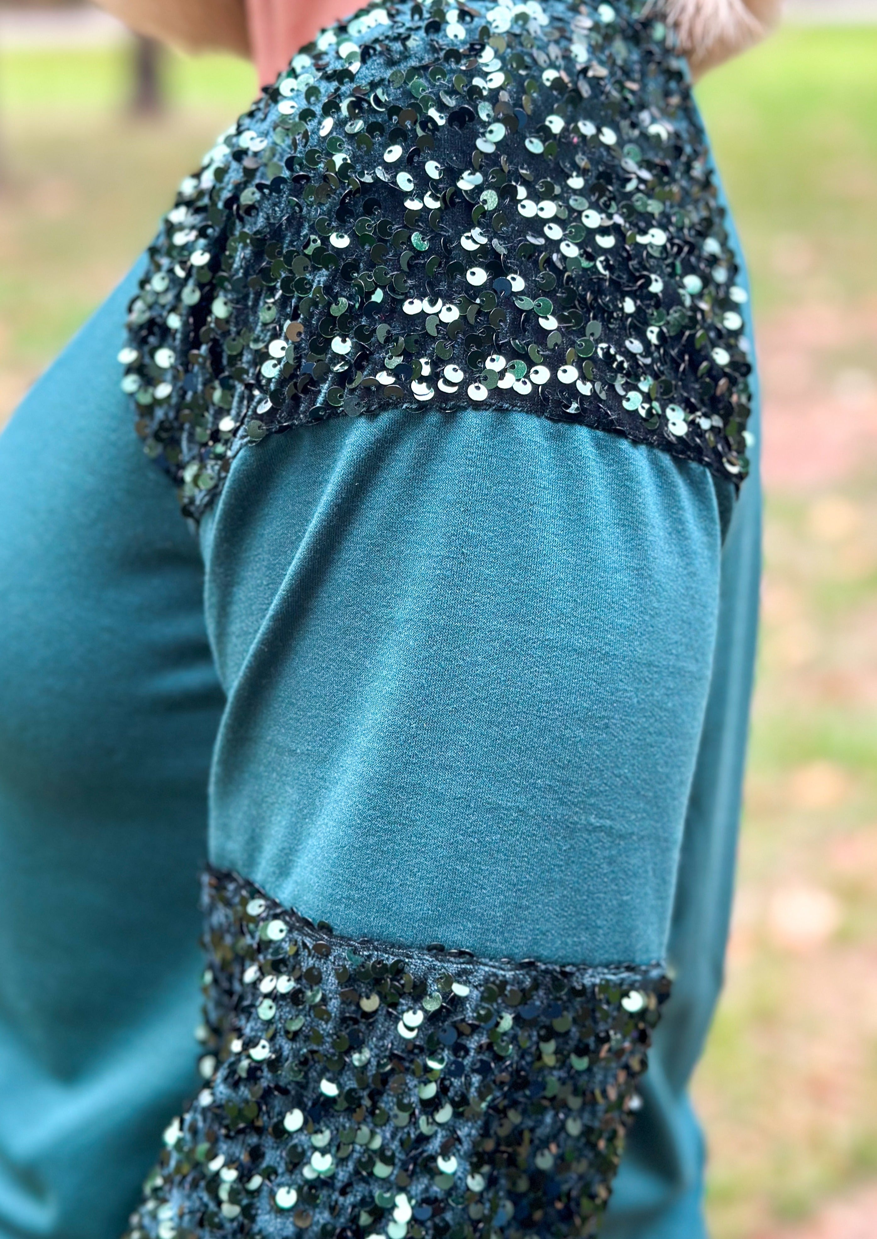 Sequin Long Sleeve - Hunter Green as