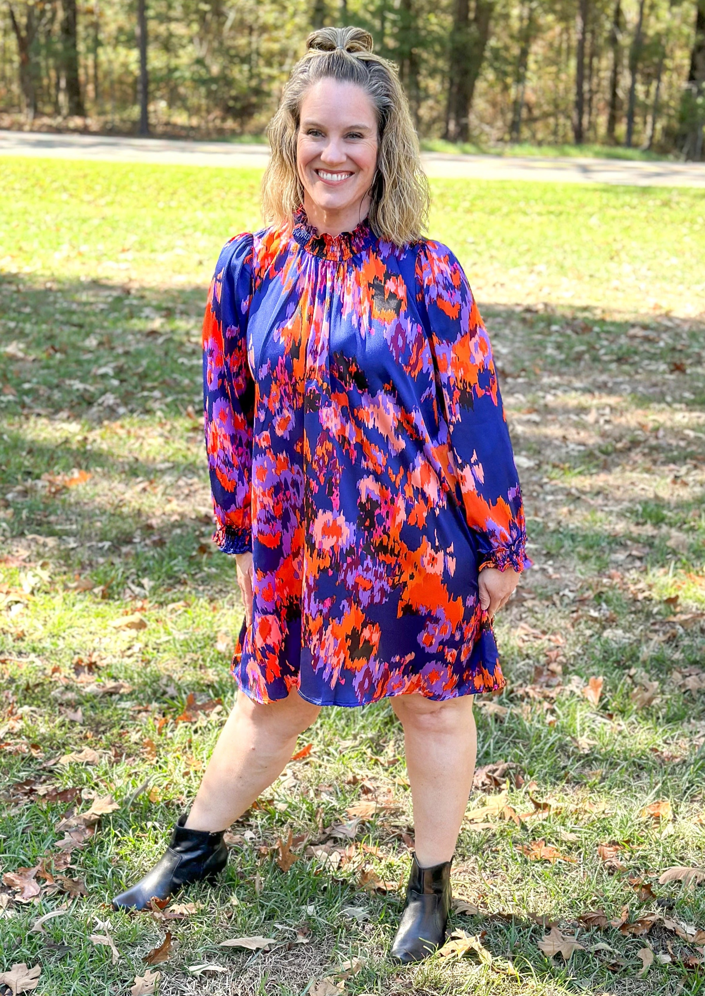 Long Sleeve Brushstroke Dress