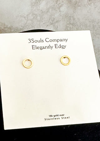 Hallow Stud Earrings - Gold