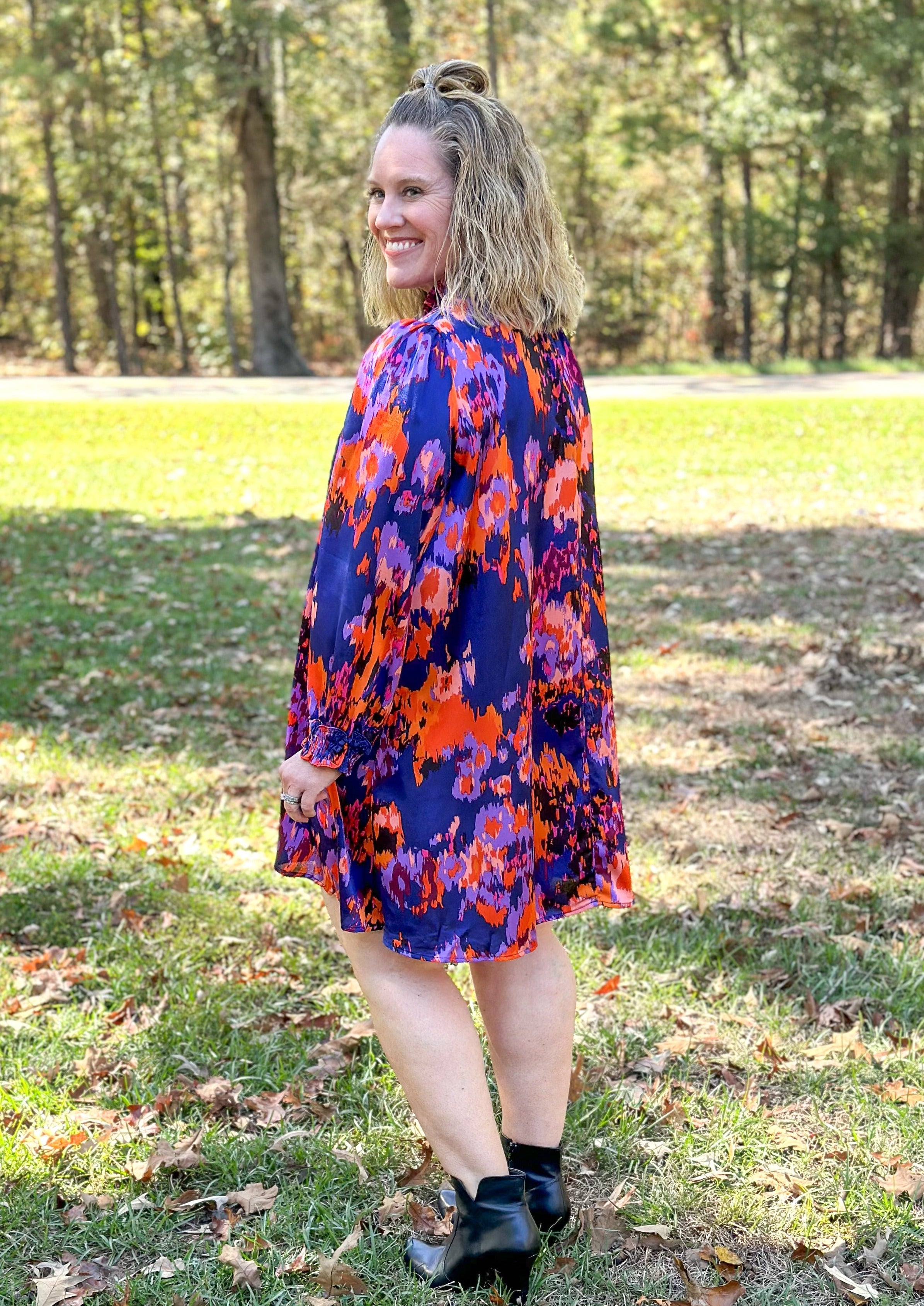 Long Sleeve Brushstroke Dress