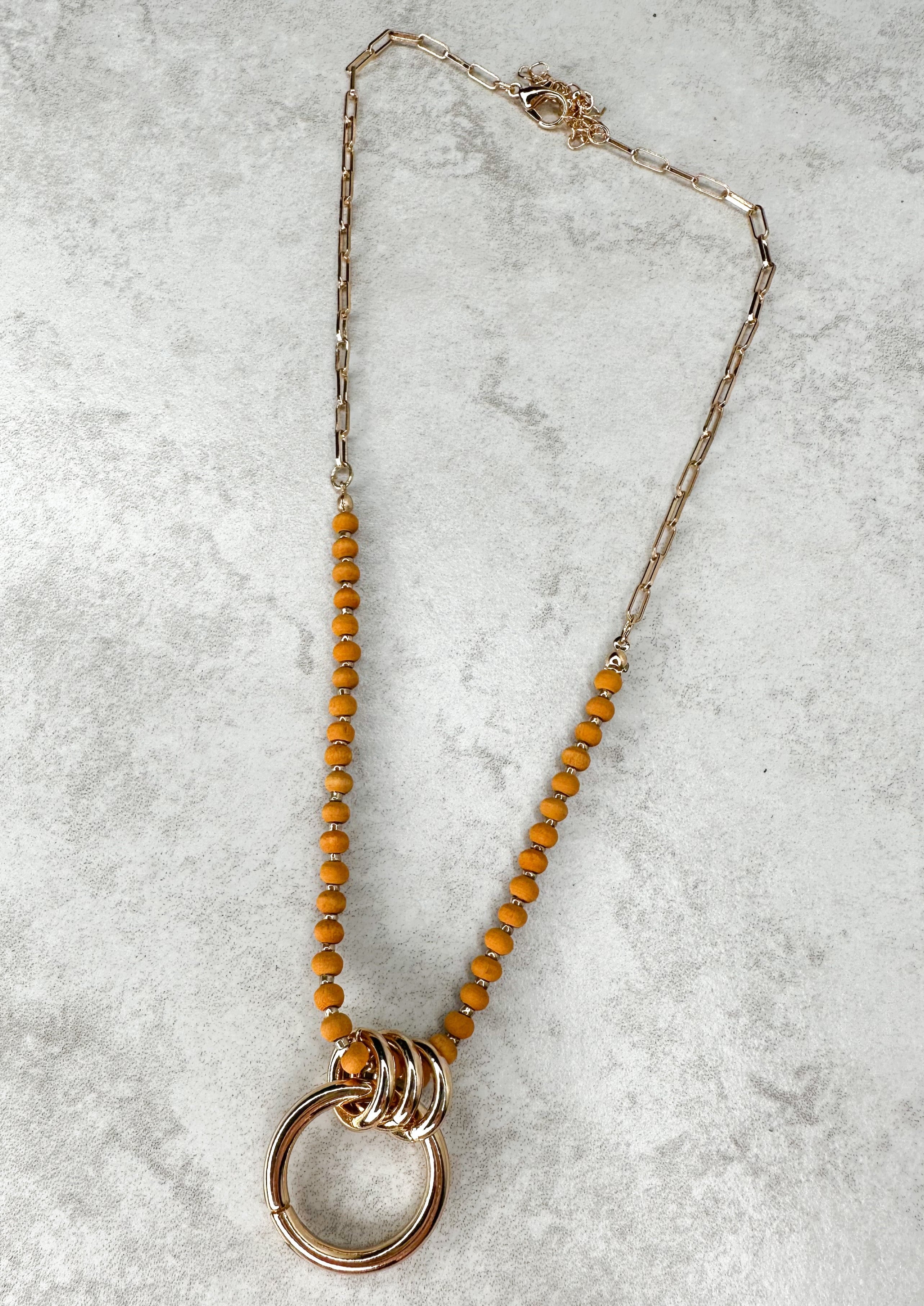 Beaded Necklace w/Gold Rings