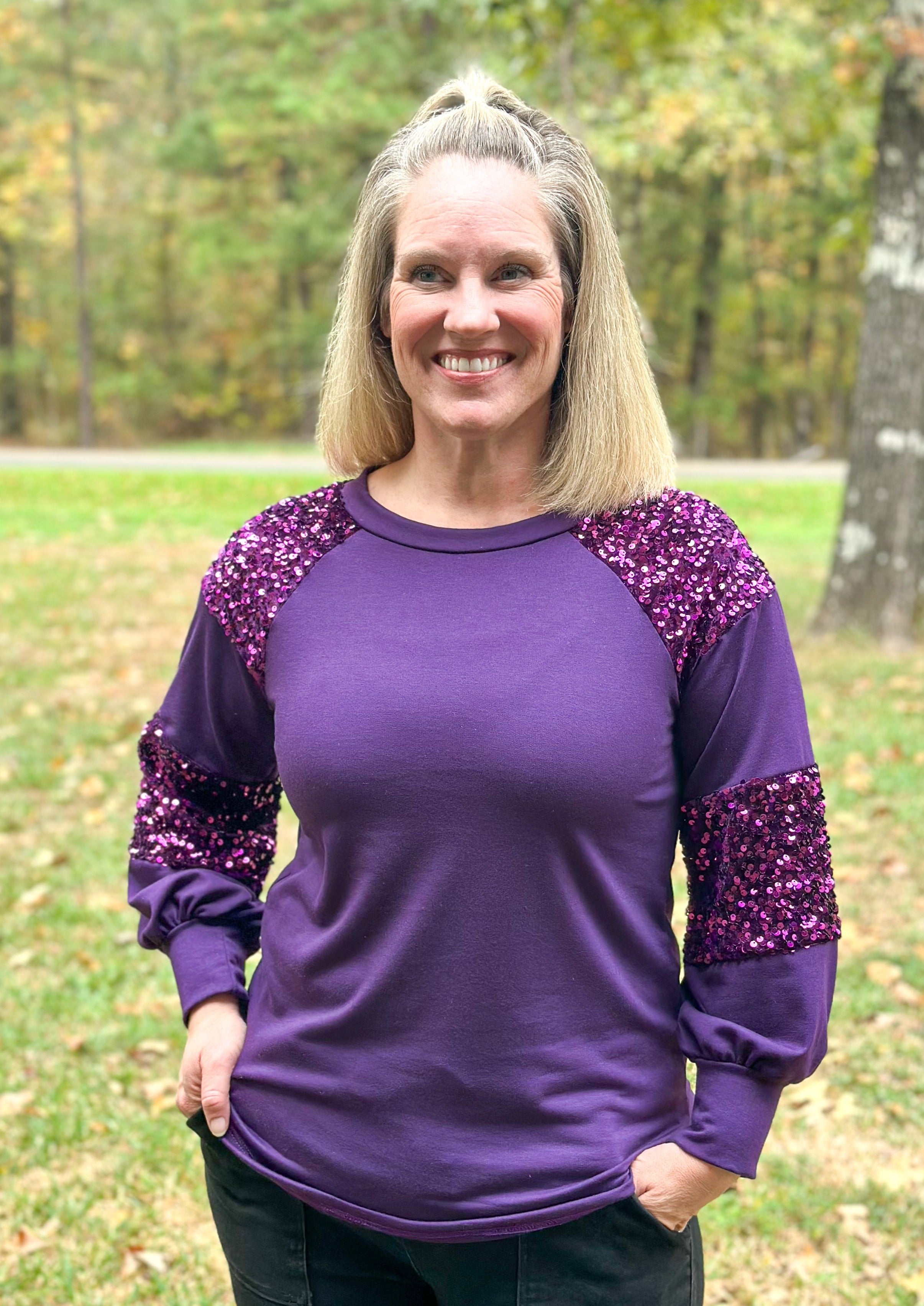 Sequin Long Sleeve - Purple