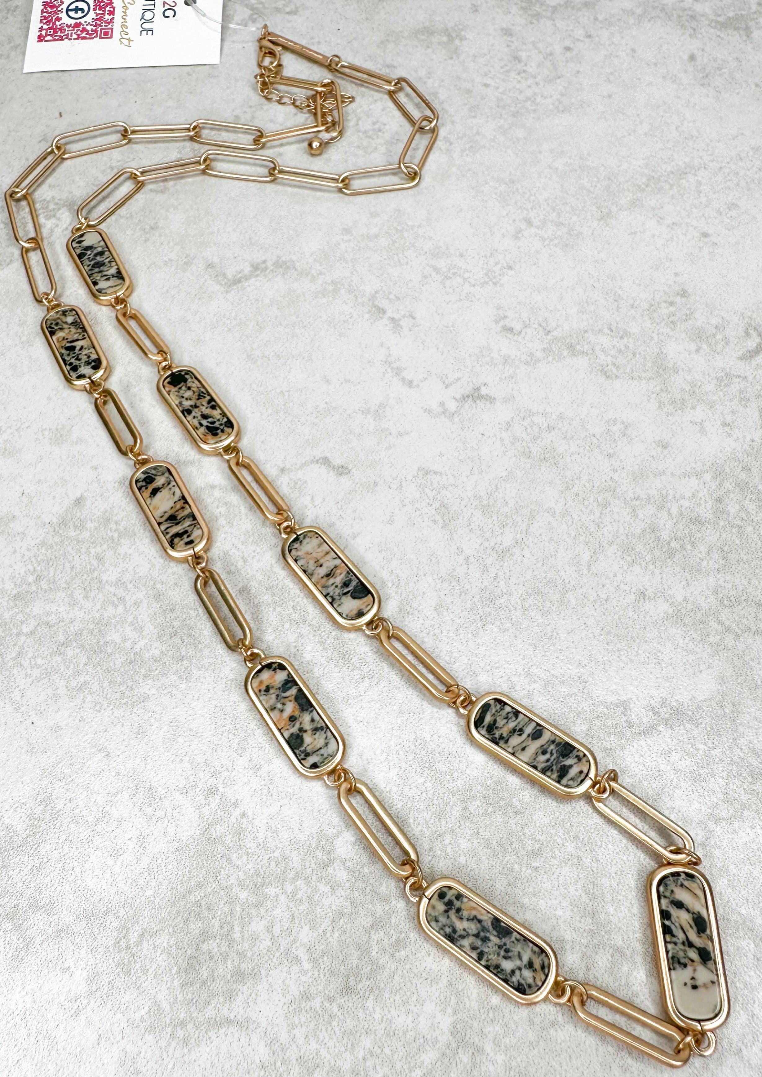 Spotted Stone Gold Necklace