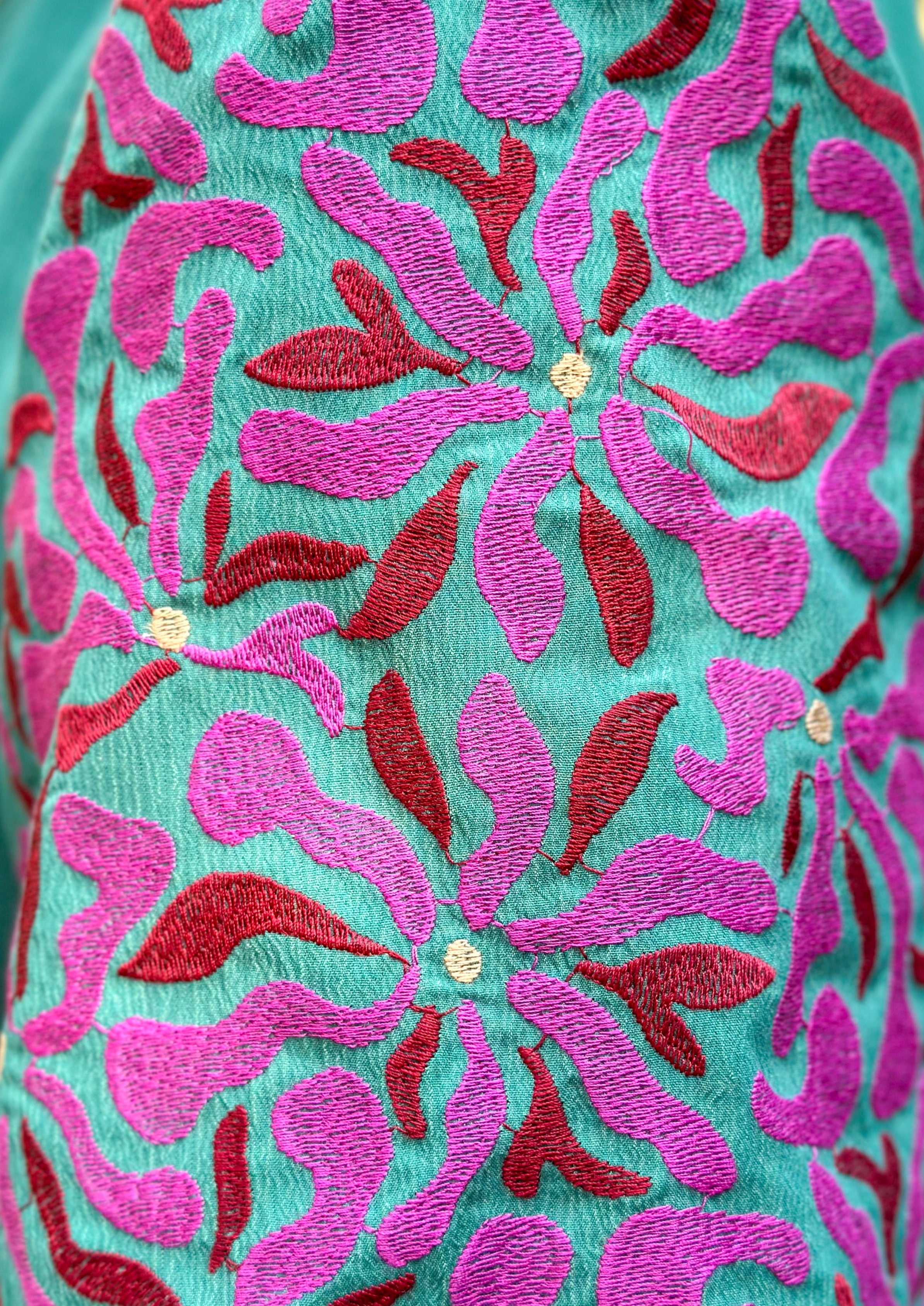 Teal Embroidered Sleeve Top