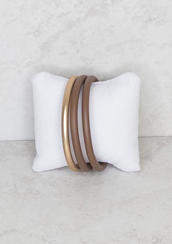 Brown & Gold Metal Bangle Bracelet