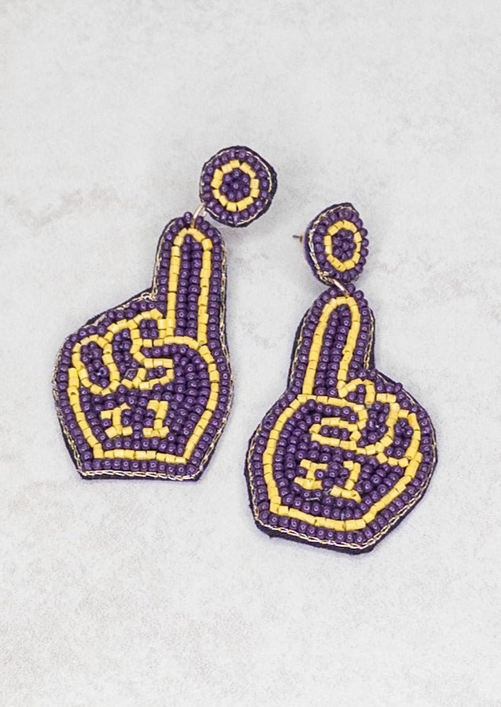 #1 Purple and Gold Seed Bead Earrings