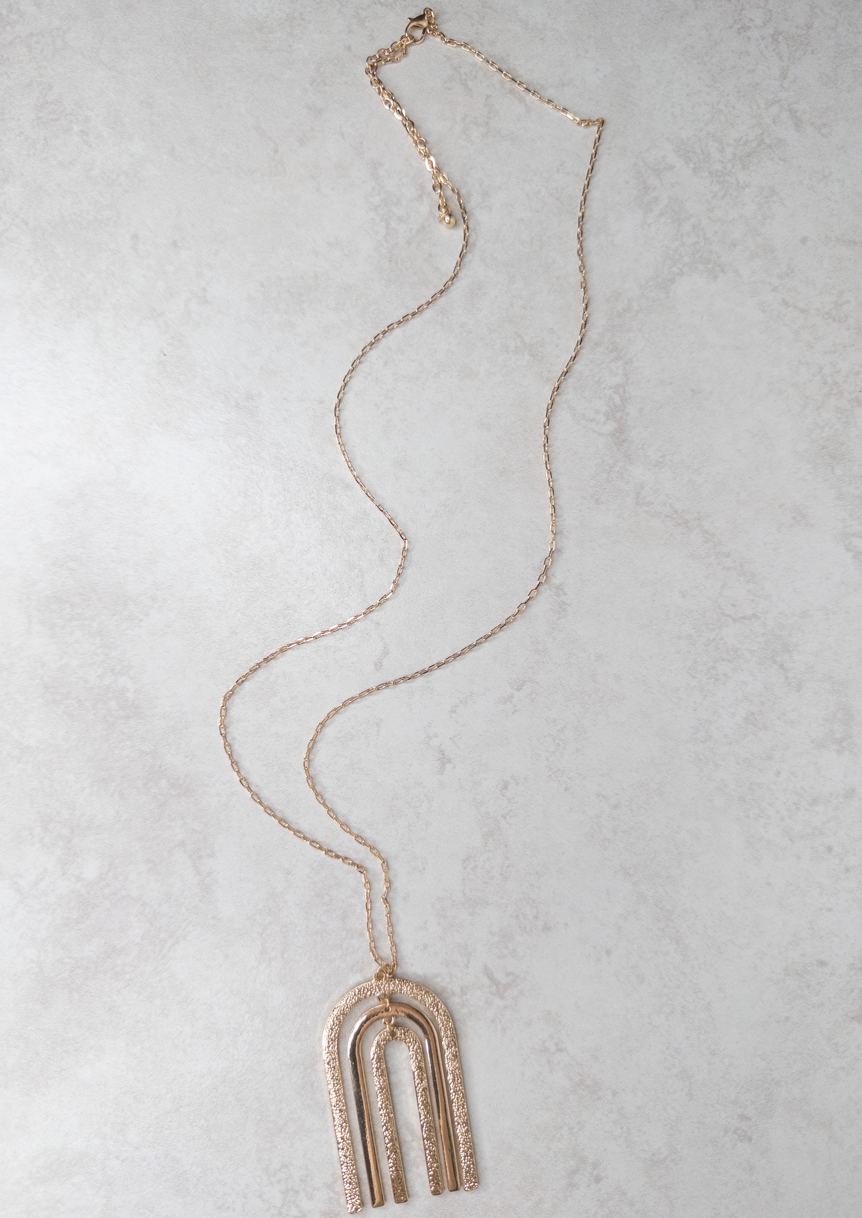 Gold Rainbow Pendant Necklace