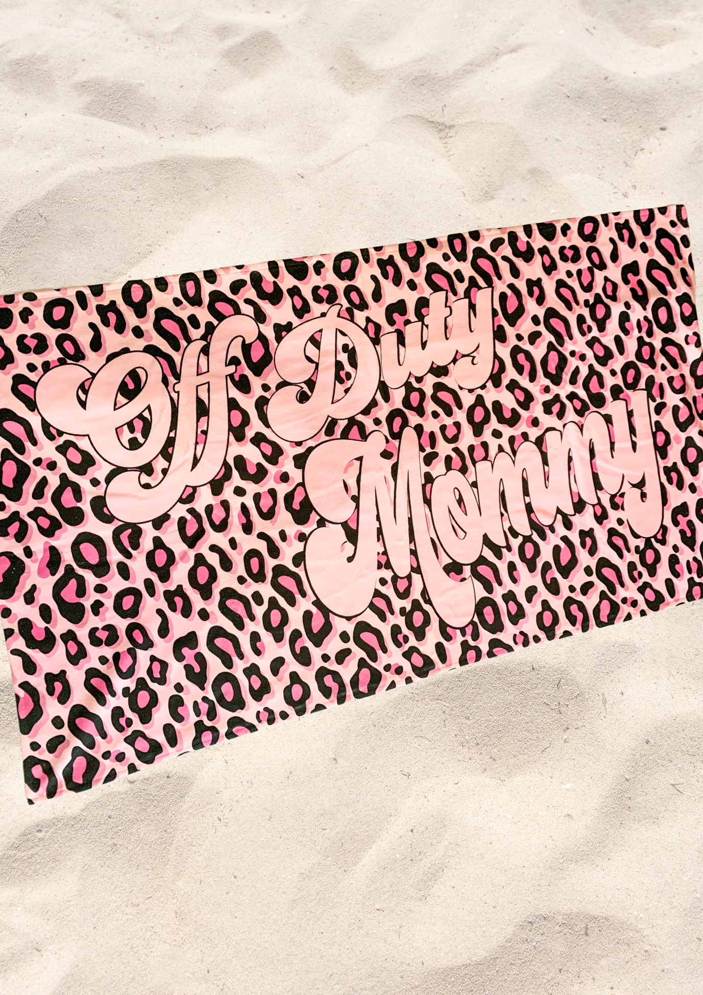 off duty mommy leopard print pink beach towel