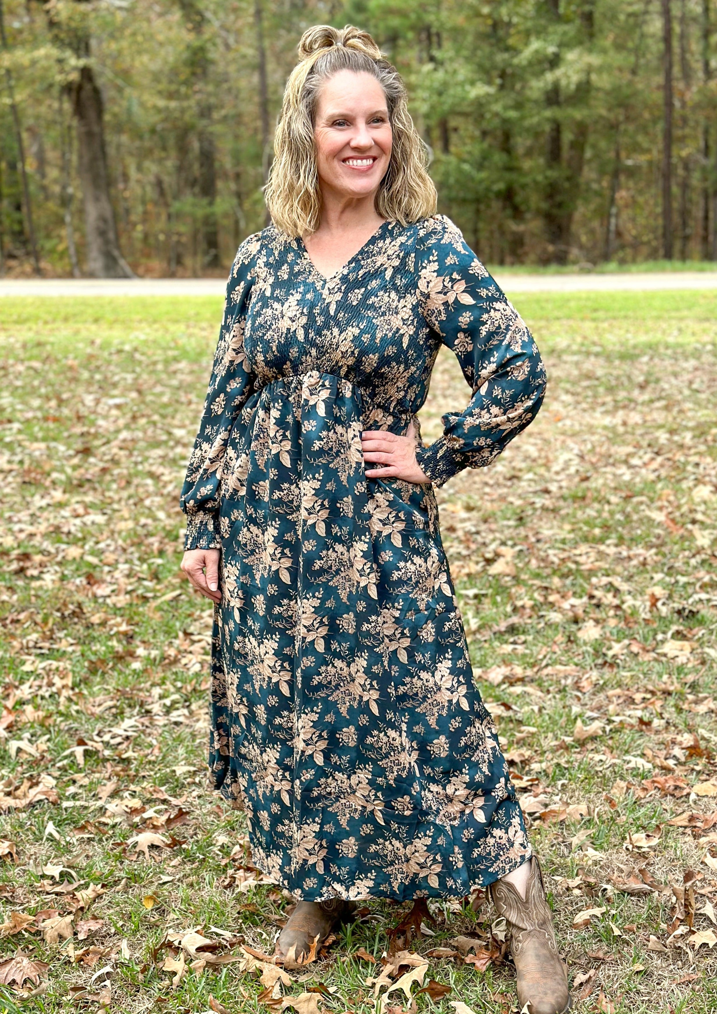 Teal Plus Size Floral Dresses Spring