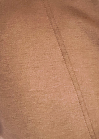 close up of brown 1/4 zip butter soft top with short sleeves.