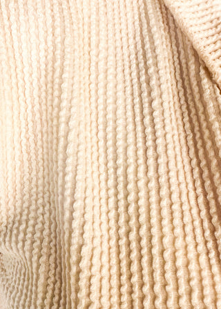 Ribbed V-neck top in cream