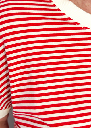 Close-up of a red and white striped shirt