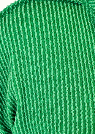 Ribbed V Neck top in Kelly Green 