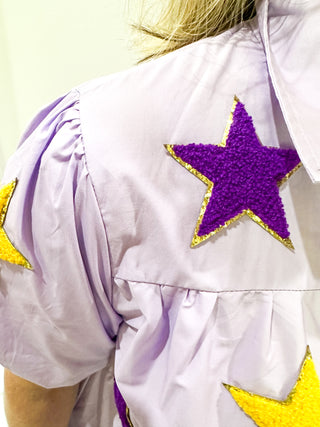 Purple and Gold Chenille Star Dress