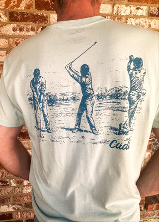 Men's Caddie Tee featuring the art of the golf swing