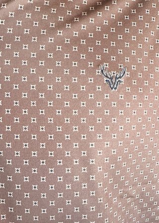 close up of performance of brown polo with small design