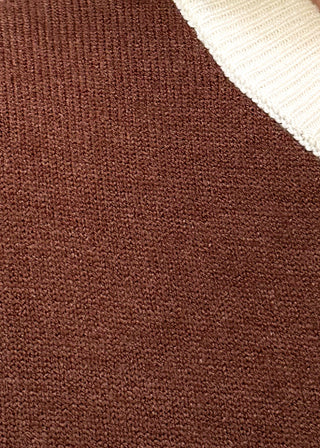 close up of brown sweater fabric