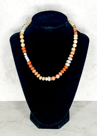 Coral and Cream Beaded Necklace