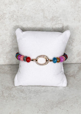 women's beaded bracelet with Gold carabiner