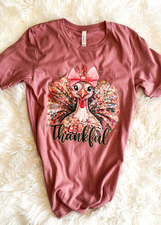 Short sleeve graphic tee with thankful Turkey 