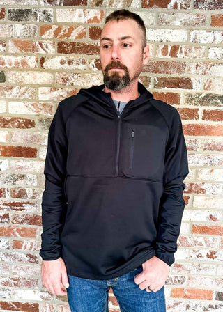 Men's Burlebo 1/4 Zip Athletic pullover in Black.
