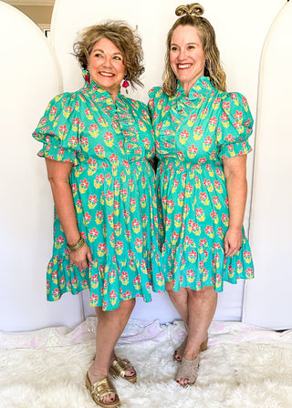 Flirty Floral Dress - Mint S Flirty Floral Dress - Mint S