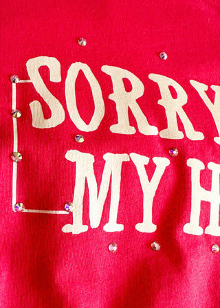 close up of graphic tee detail