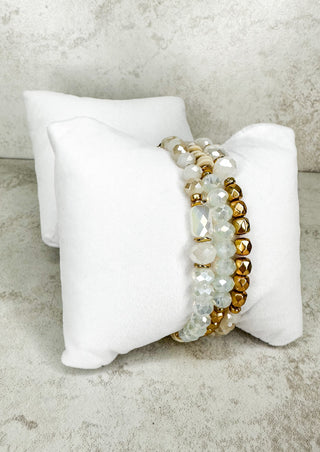 White and Gold Bracelet - 3 Strand