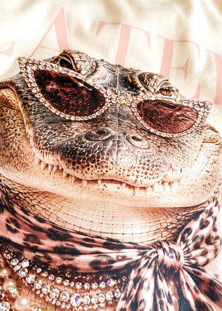 close up of later alligator graphic