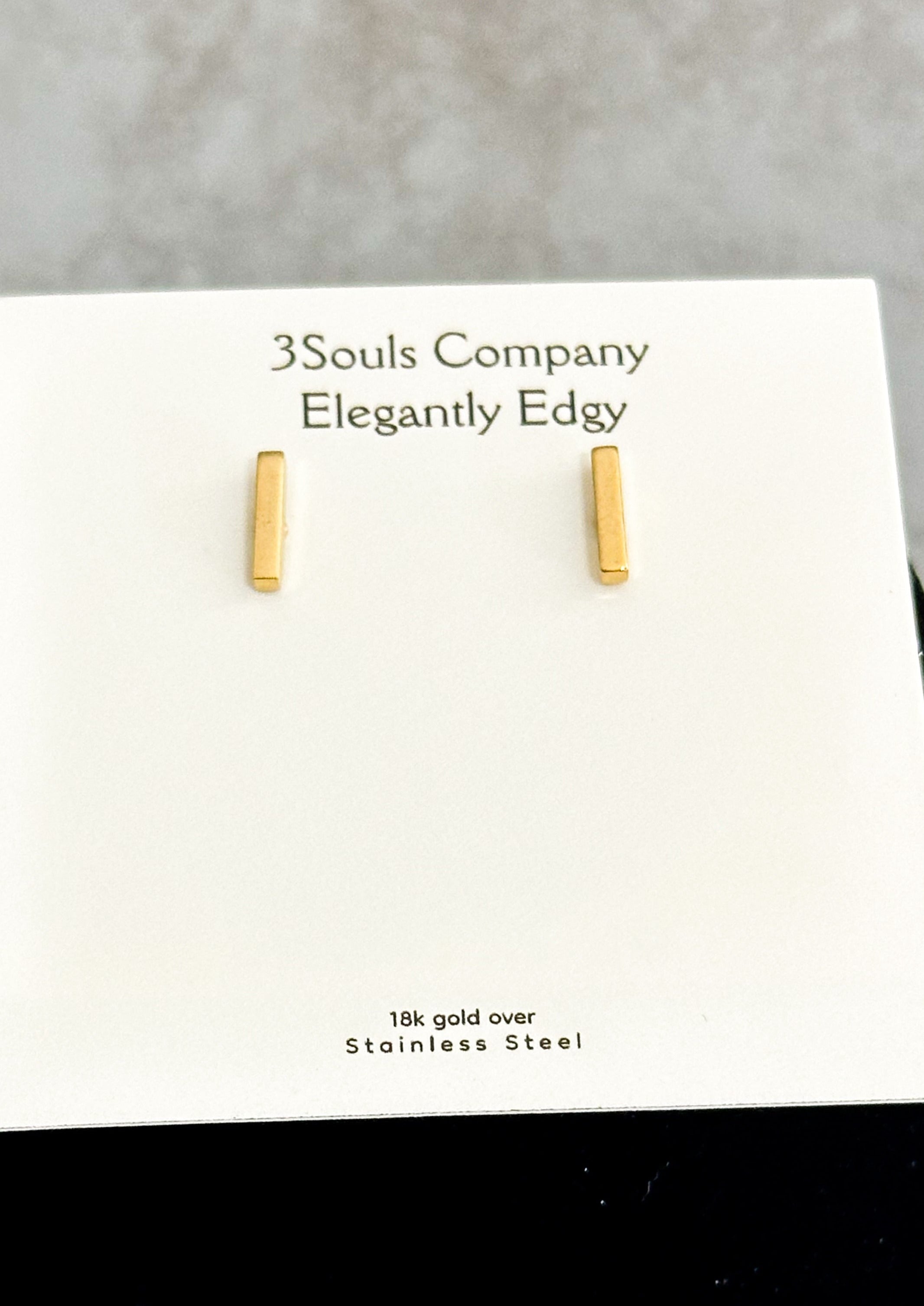 Large Bar Stud Earrings - Gold