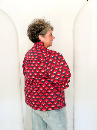 Ruffle Front Top - Wine