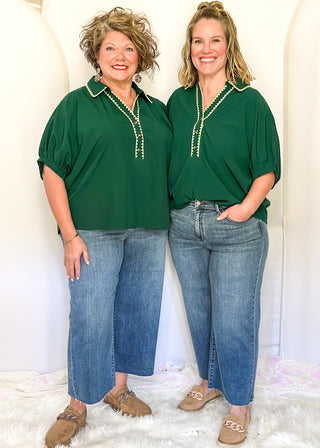 Judy Blue Jeans in a wide crop, raw hem.