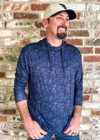 Man modeling performance hoodie 