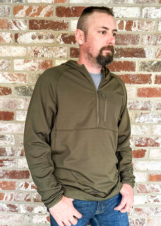 Men's Burlebo 1/4 Zip Athletic pullover with hood.