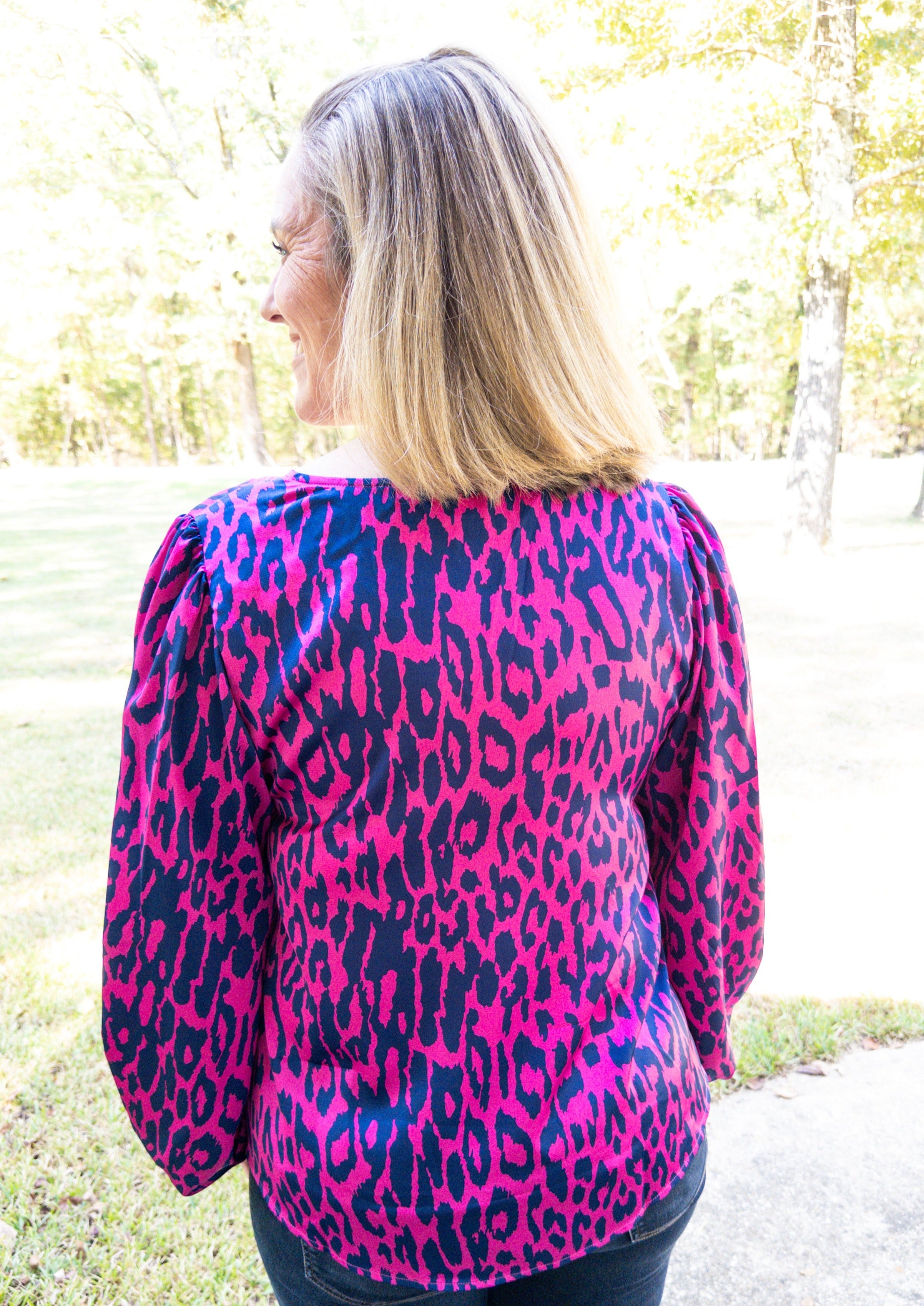 Hot Pink and Navy Long Sleeve Top