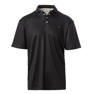 Black men's polo shirt with subtle pattern and Wildgame logo